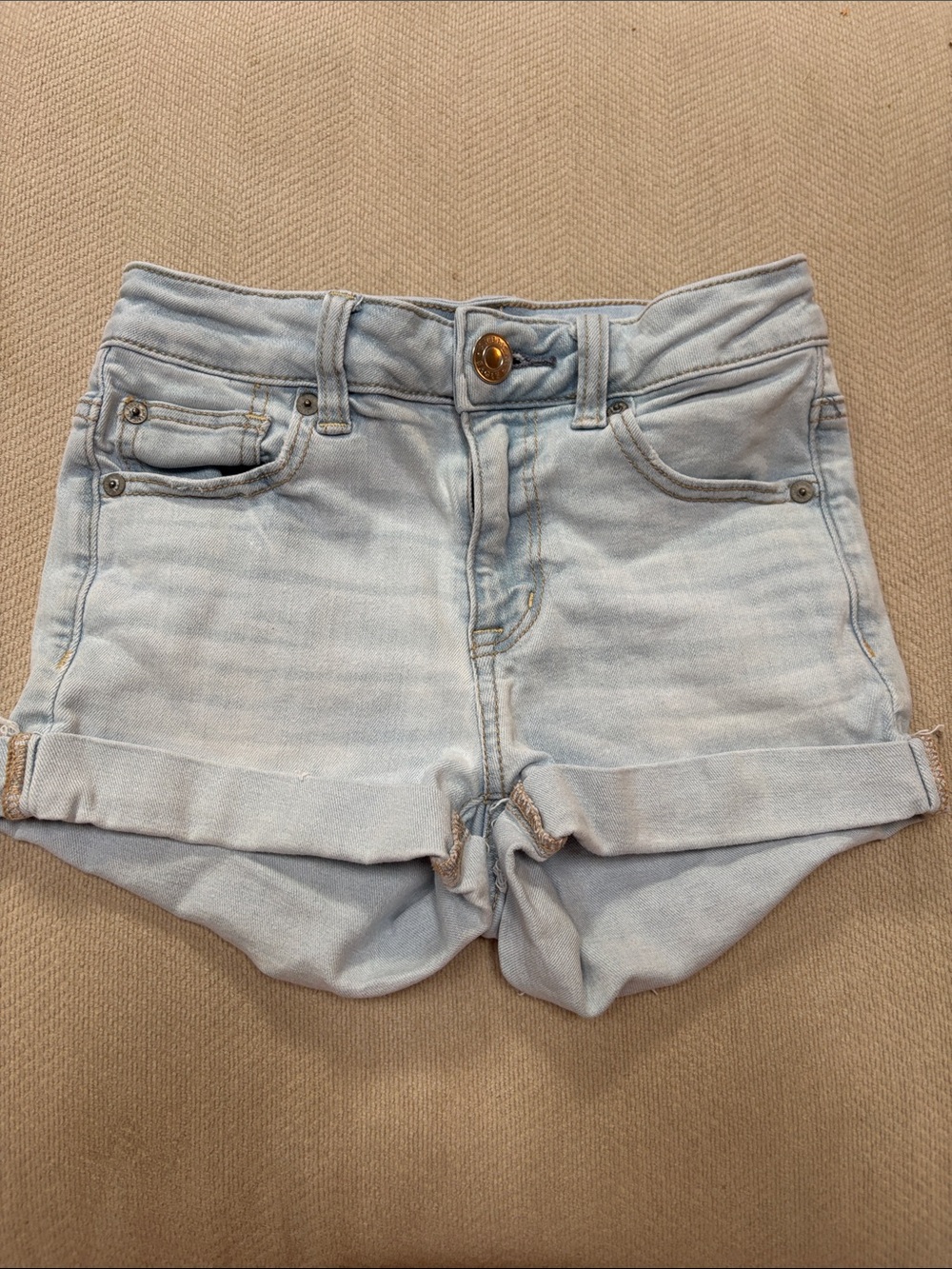 American Eagle Outfitters Light Blue Rolled-Hem Denim Shorts